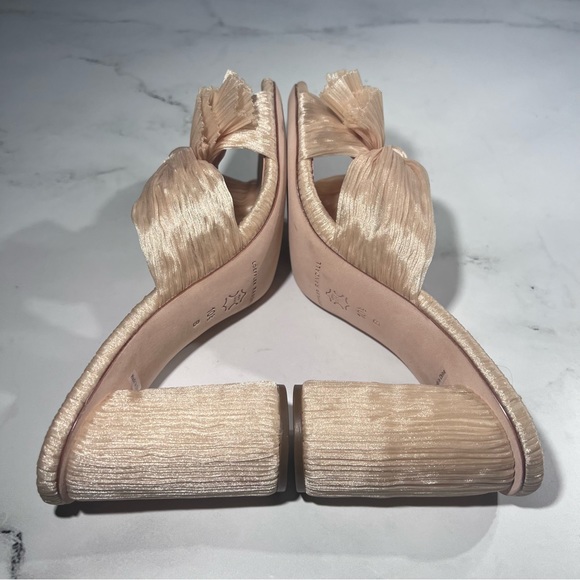 Loeffler Randall Penny Almond Pleated Fabric Knot Mule Heel Sandals - Picture 5 of 8